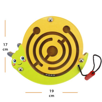  Doğal Ahşap Hayvan Figürlü Mıknatıslı Labirentte Yol Bulma Oyuncağı - T3017 - Toysilla