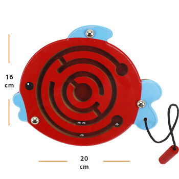 Doğal Ahşap Hayvan Figürlü Mıknatıslı Labirentte Yol Bulma Oyuncağı - T3019 - Toysilla