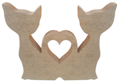 F12 Double Cat Heart Figure Trinket Wooden Object - 1