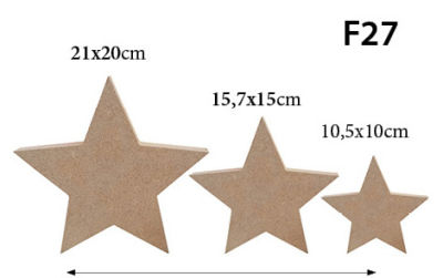 F27 Triple Set Star Figure Trinket Wood Object - 1