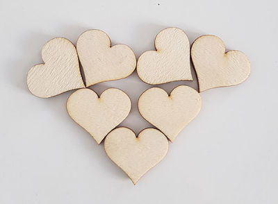 O117 Wood Heart Set Packet Ornamenc - 1