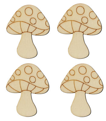 O14 Mushroom Set Packet Ornamends Wood Object - 1